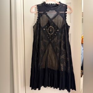 Free People Black Sheer Backless Dress